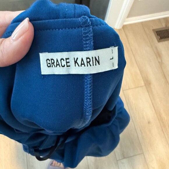 💙 Grace Karin Blue Off-Shoulder Ruffle Bodycon Dress – Size L 💙 - Picture 6 of 7